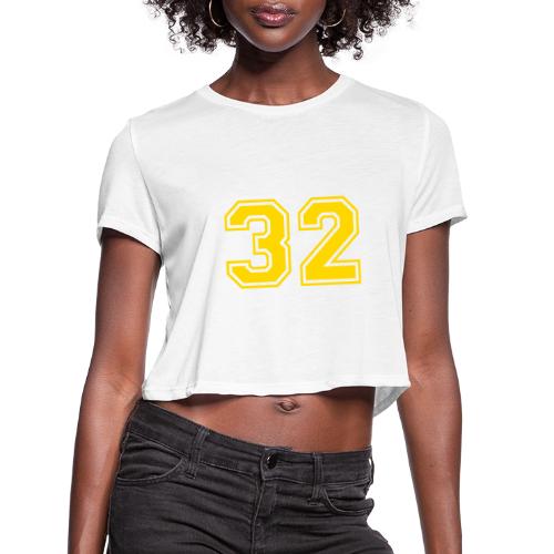 Number 32 in a classic athletic collegiate font - Women's Cropped T-Shirt
