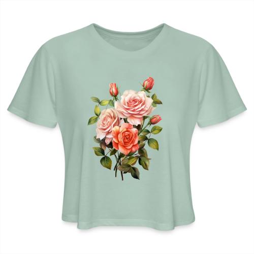 Pink Roses - Women's Cropped T-Shirt