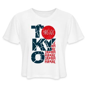 Tokyo japan t shirt stamp lettering. - Women's Cropped T-Shirt - white - Front - Camila (177cm)
