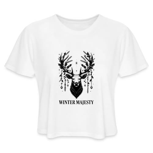 Majestic Reindeer T-Shirt, Poster, & Mug - Women's Cropped T-Shirt