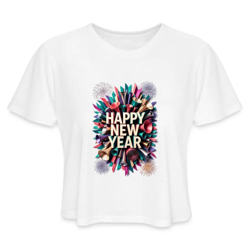 New Year's Party Horn T-Shirt - Women's Cropped T-Shirt