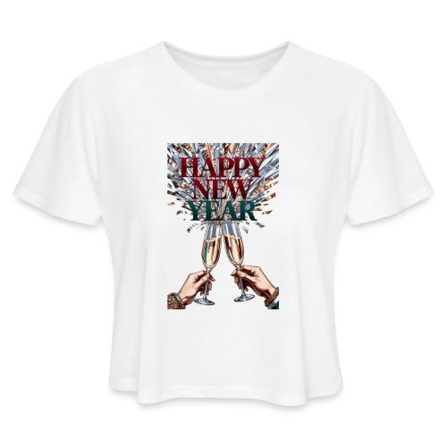 Toasting Hands T-Shirt Confetti Shower Premium - Women's Cropped T-Shirt