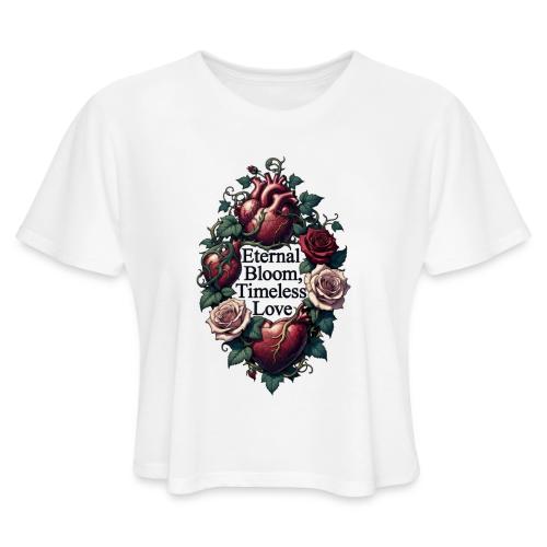 Eternal Bloom Timeless Love Entwined Hearts T-Shir - Women's Cropped T-Shirt
