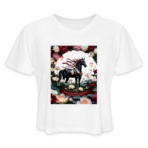 Year of the Horse Harmony T Shirt, Lunar New Year - Women's Cropped T-Shirt