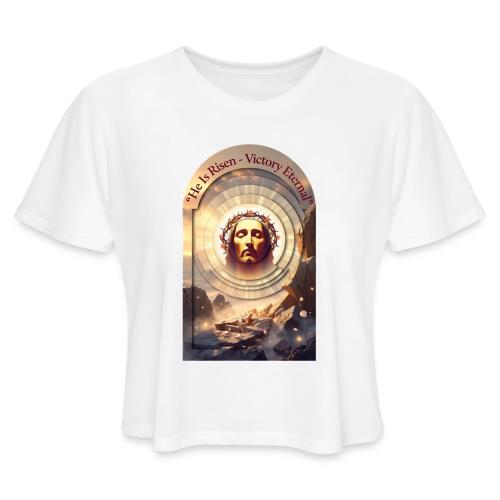 Easter He Is Risen Sacred Face T Shirt, wife Gift - Women's Cropped T-Shirt