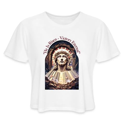 Easter He Is Risen Face of Christ T Shirt, Gift - Women's Cropped T-Shirt