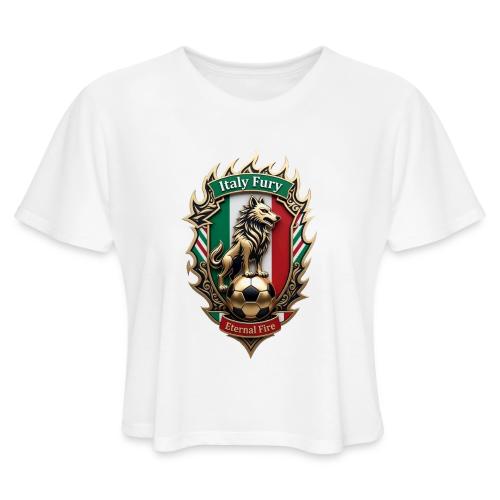 Italy Wolf Fury T-Shirt, Italian Flag Pride Gift - Women's Cropped T-Shirt