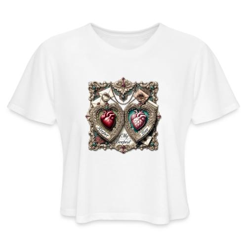 Keeper of My Deepest Love Victorian Locket T-Shirt - Women's Cropped T-Shirt