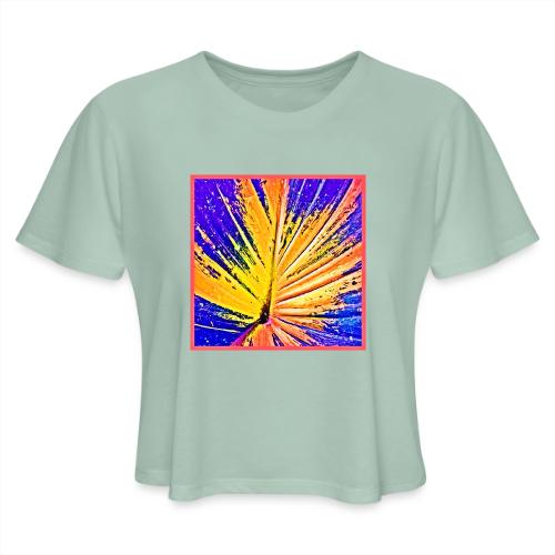 Vibrant Neon Leaf Pattern - Women's Cropped T-Shirt