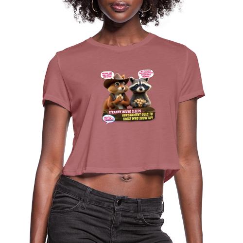 Freedom Squirrel and Raccoon - Women's Cropped T-Shirt