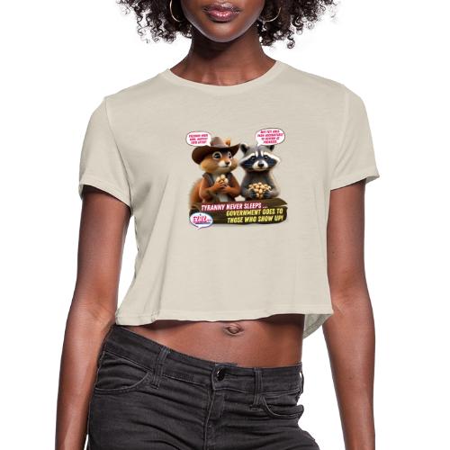 Freedom Squirrel and Raccoon - Women's Cropped T-Shirt