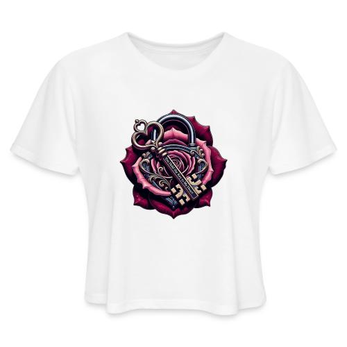 You Hold the Key to My Heart Rose Lock T-Shirt - Women's Cropped T-Shirt