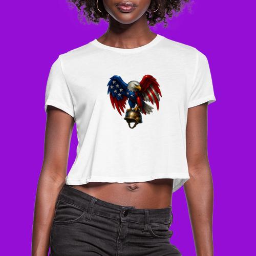 American Flag Bald Eagle - Helmet - Women's Cropped T-Shirt