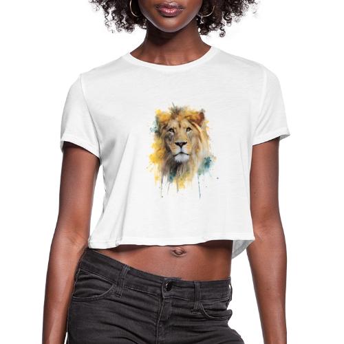 Watercolor Lion Portrait - Women's Cropped T-Shirt