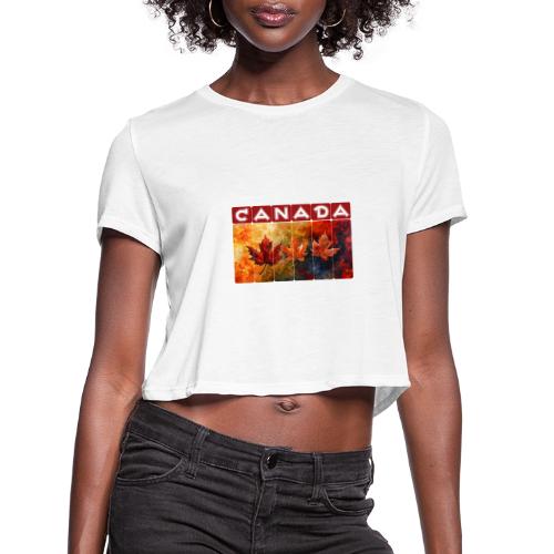 Painted Canada Leaves - Women's Cropped T-Shirt