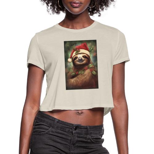Christmas Sloth - Women's Cropped T-Shirt