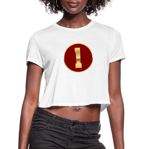 Number 1 in Gold Varsity Font - Women's Cropped T-Shirt