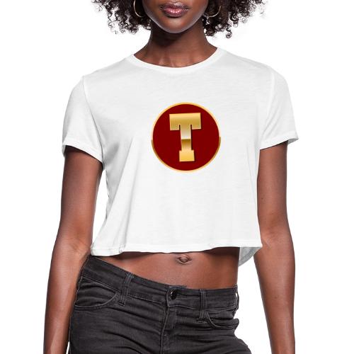 Letter T – Capital Varsity Alphabet Monogram - Women's Cropped T-Shirt