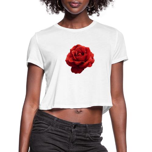 Rose: Crimson Dew Bloom - Women's Cropped T-Shirt