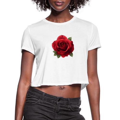 Rose: Crimson Bloom Elegance - Women's Cropped T-Shirt