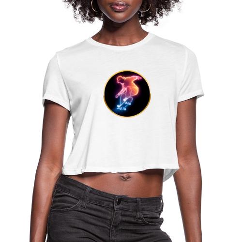 Skateboarding: Golden Trick Rider - Women's Cropped T-Shirt