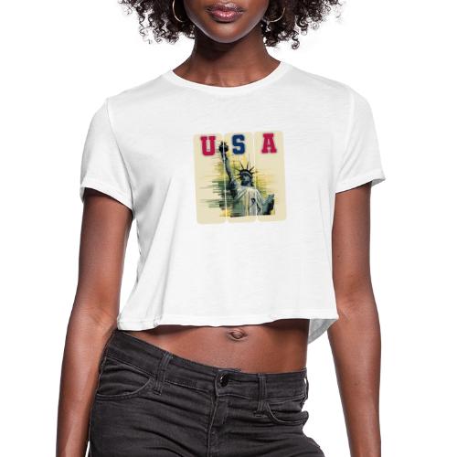 Art illustration of the Statue of Liberty - Women's Cropped T-Shirt