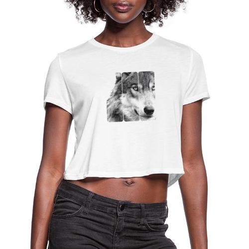 Wolf Face Triptych: Silent Alpha - Women's Cropped T-Shirt