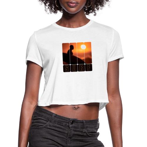 Surfing: Sunset Surf Panels - Women's Cropped T-Shirt