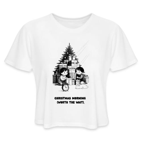 Christmas Morning T-Shirt | Minimalist Kids Gifts - Women's Cropped T-Shirt