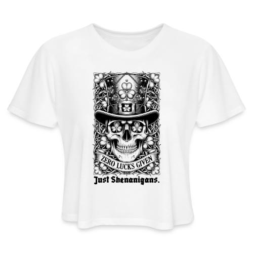 Salty Shamrock Skull T-Shirt - Women's Cropped T-Shirt