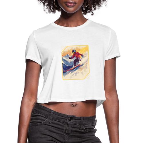 Skiing Through Snow Dreams - Women's Cropped T-Shirt