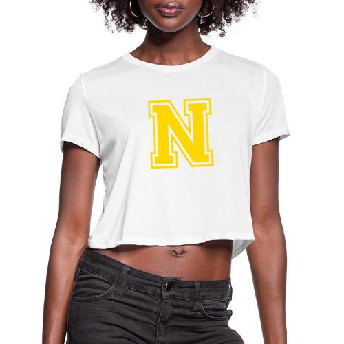 Letter N – Capital Athletic Alphabet Monogram - Women's Cropped T-Shirt