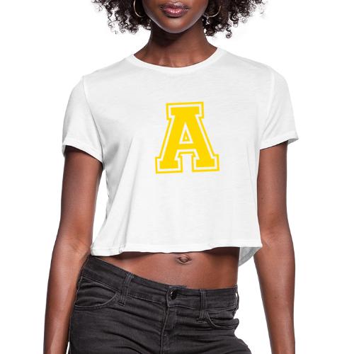 Letter A – Capital Athletic Alphabet Monogram - Women's Cropped T-Shirt
