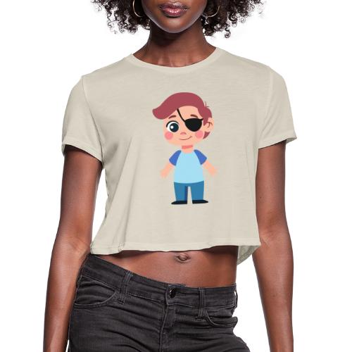 Boy with eye patch - Women's Cropped T-Shirt