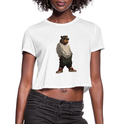 Urban Streetwear Bear Cool Apparel Design - Women's Cropped T-Shirt