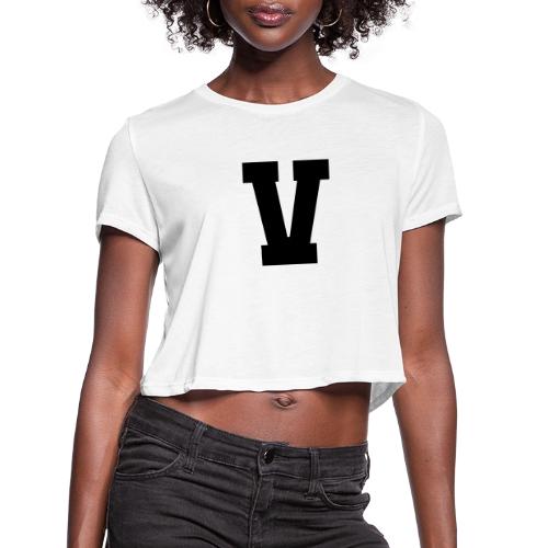 Varsity Letter V Athletic Alphabet Graphic - Women's Cropped T-Shirt
