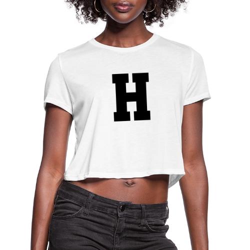 Varsity Letter H Athletic Font Design - Women's Cropped T-Shirt