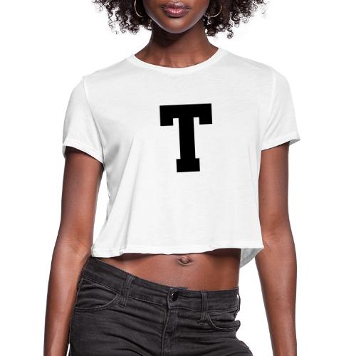 Varsity Letter T Athletic Font Design - Women's Cropped T-Shirt