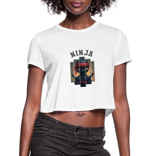 Cartoon Ninja Vibes - Women's Cropped T-Shirt