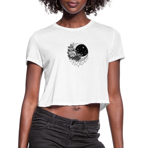 Crescent Moon Floral - Women's Cropped T-Shirt