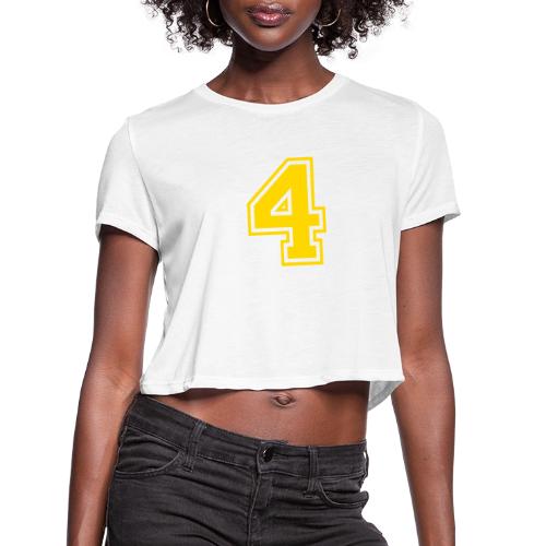 Number 4 in a classic athletic collegiate font - Women's Cropped T-Shirt