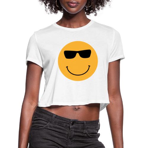 Orange Face with Sunglasses - Women's Cropped T-Shirt