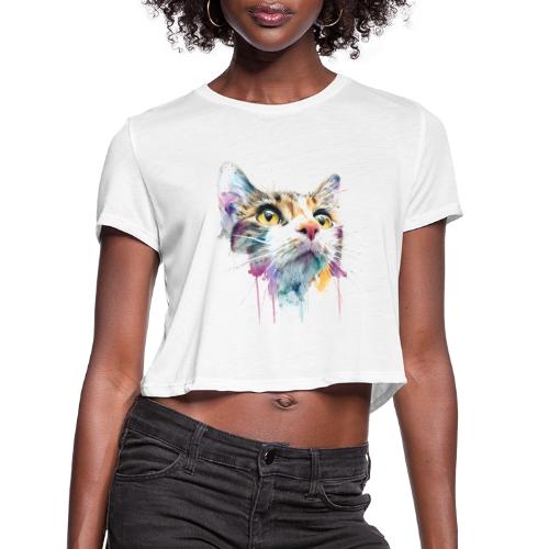 Chromatic Cat Splash - Women's Cropped T-Shirt