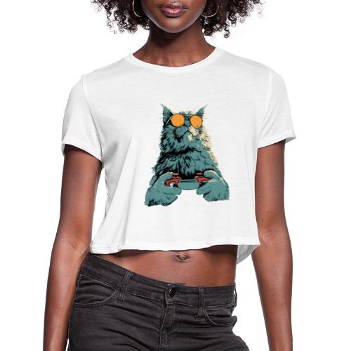 Cat: Fluff Mode On - Women's Cropped T-Shirt