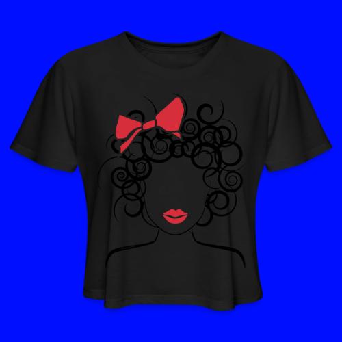 Curly Girl with Red Bow - Women's Cropped T-Shirt