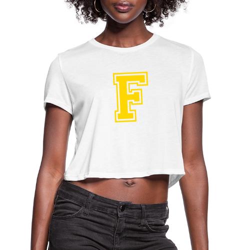 Letter F – Capital Athletic Alphabet Monogram - Women's Cropped T-Shirt