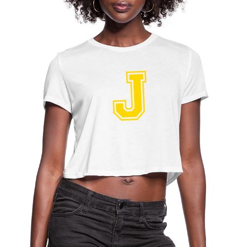 Letter J – Capital Athletic Alphabet Monogram - Women's Cropped T-Shirt