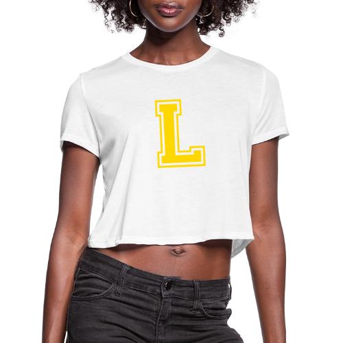 Letter L – Capital Athletic Alphabet Monogram - Women's Cropped T-Shirt