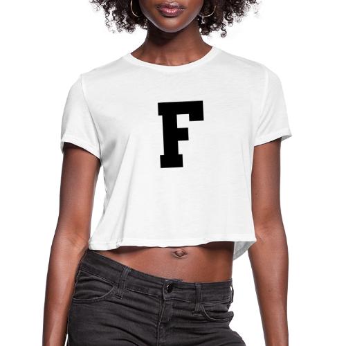 Varsity Letter F Athletic Monogram - Women's Cropped T-Shirt