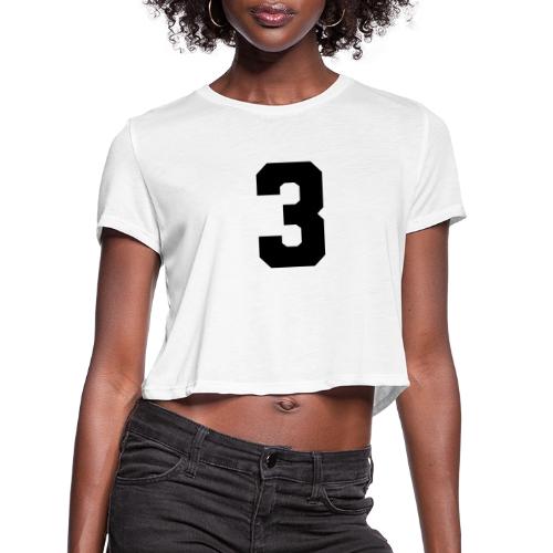 Varsity Number 3 Athletic Font - Women's Cropped T-Shirt